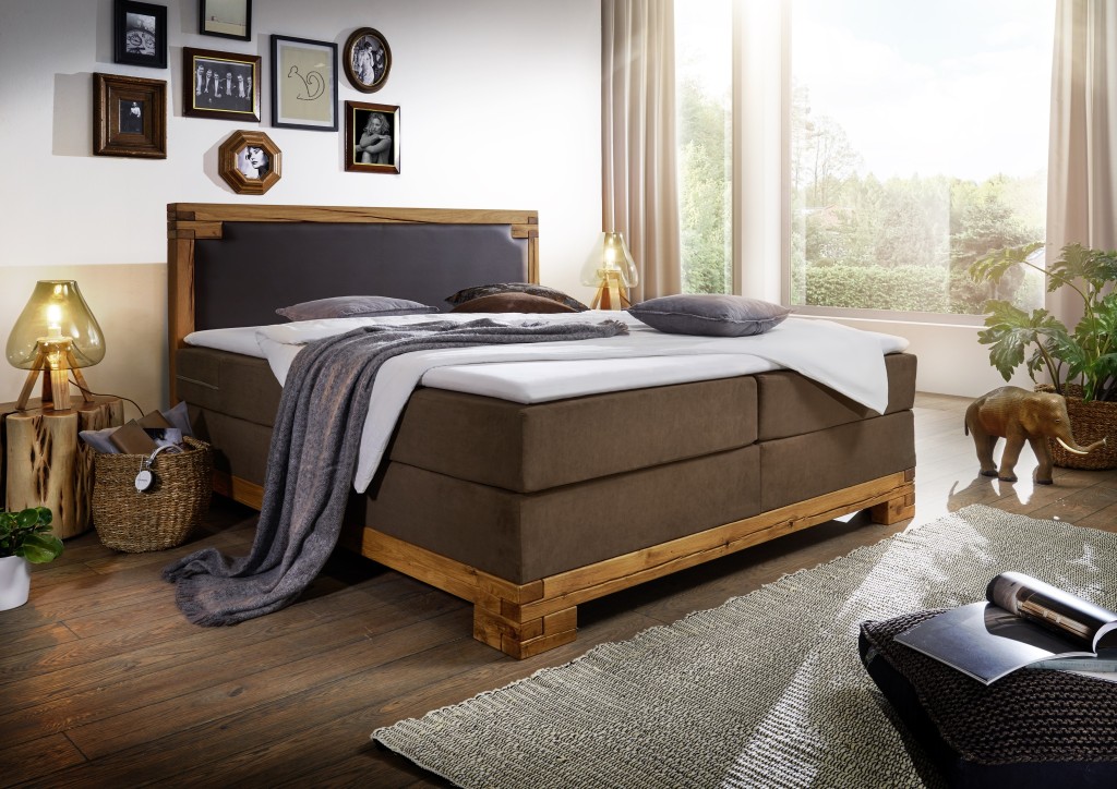 Boxspringbett 180 x 200 cm Stoff- und Kunstlederbezug - ohne Topper! - braun BARRINGTON