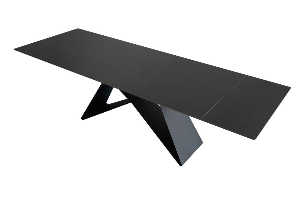 Esstisch Keramik grau 180(220) x 90 ausziehbar Butterfly-Gestell schwarz MIA