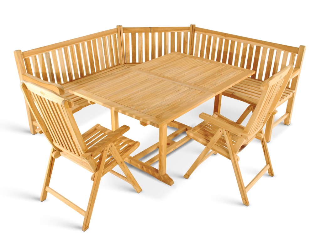 Gartenmöbel Set 4tlg mit Eckbank Teak Gartentisch ausziehbar 180-240 cm KUBA/ARUBA