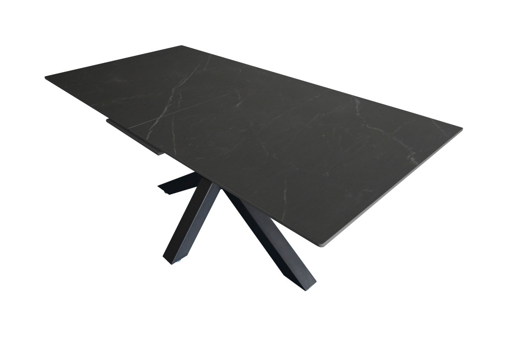 Esstisch Keramik schwarz 180(220) x 90 ausziehbar Spider-Gestell schwarz MILLIE